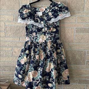 Jessica McClintock Girls Vintage Floral Bow Dress size 14